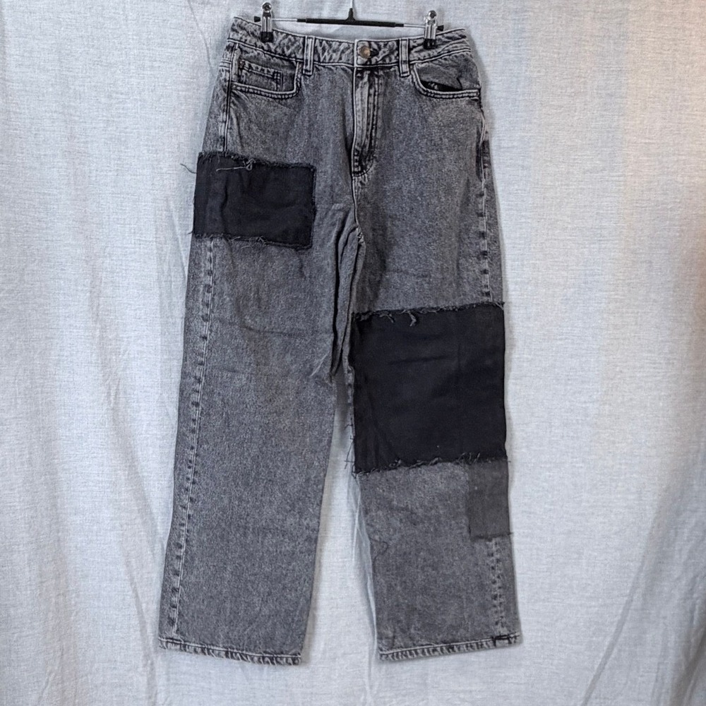 Garage Denim Gray Patchwork Wide Leg‎ Jeans Urban Street Utility Size 9
